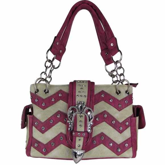 Unbranded Handbags - Conceal carry Pink RHINESTONE BUCKLE bag